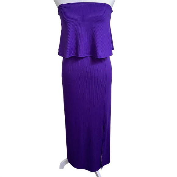 See You Monday Dresses & Skirts - See You Monday Purple Ribbed Strapless Popover Maxi Dress‎ XS D8405M